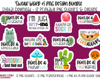Swear Word Bundle #5 PNG Print and Cut Stickers, Adult Content Stickers, Print and Cut Stickers, Curse Word Stickers, Curse Words Stickers