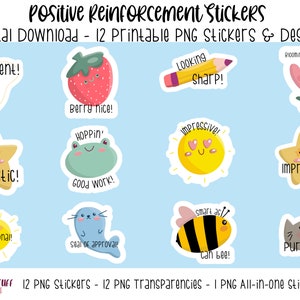 Printable PNG Positive Reinforcement Sticker Bundle, Classroom Digital Stickers, PNG  Print and Cut Student Stickers and Designs