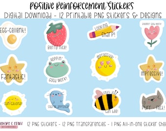 Printable PNG Positive Reinforcement Sticker Bundle, Classroom Digital Stickers, PNG  Print and Cut Student Stickers and Designs