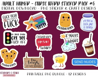 Curse Word Sticker Bundle: Adult Humor PNG Files (Digital Download)