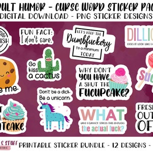 Swear Word Bundle PNG Print and Cut Stickers, Adult Content Stickers, PNG, Print and Cut Stickers, Curse Word Stickers, Curse Words Stickers
