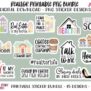 Realtor Printable PNG Bundle Pack 1, Real Estate Digital Designs and Stickers, Digital Download Designs for Realtors, Print and Cut