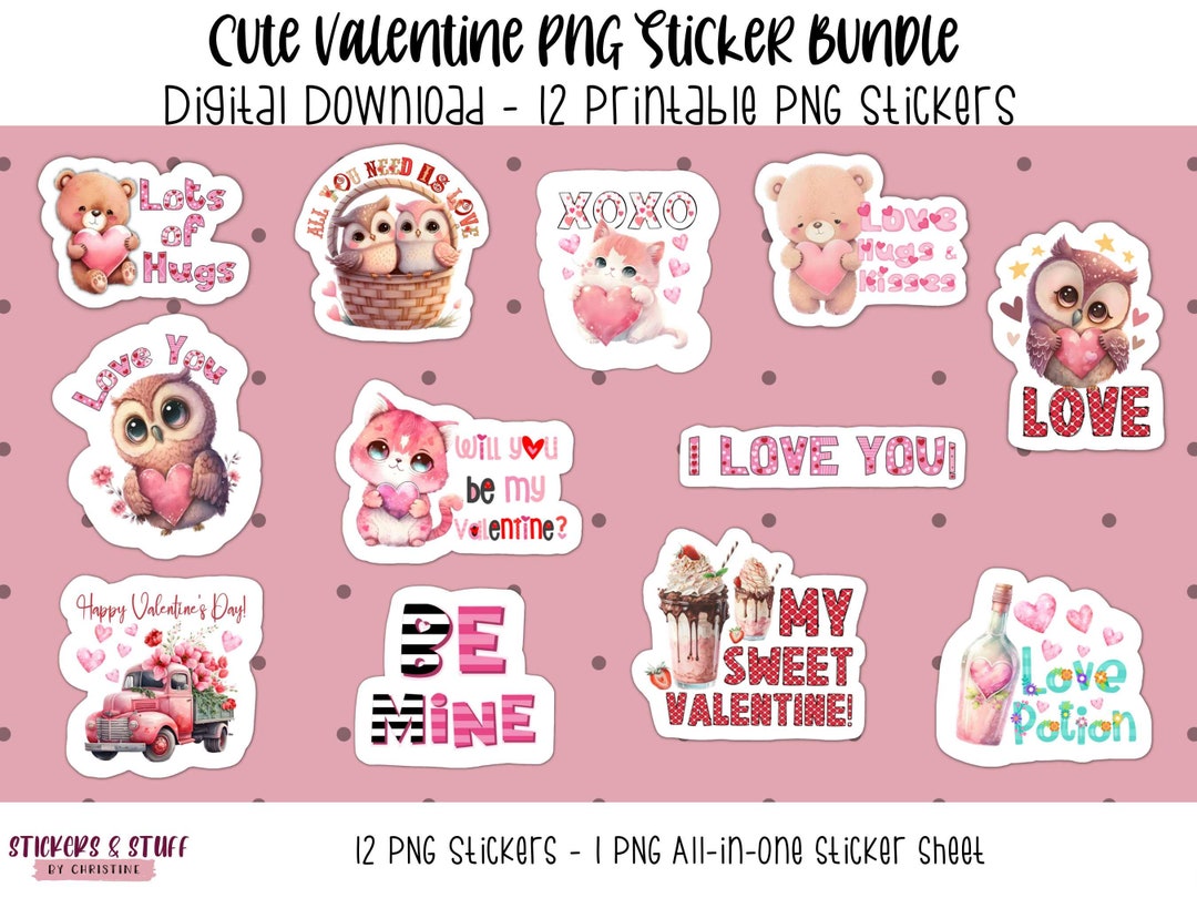 Printable Valentine's Day Stickers Valentines Stickers Print and Cut  Valentines Day Sticker Bundle Love Stickers Happy Valentine -  Israel