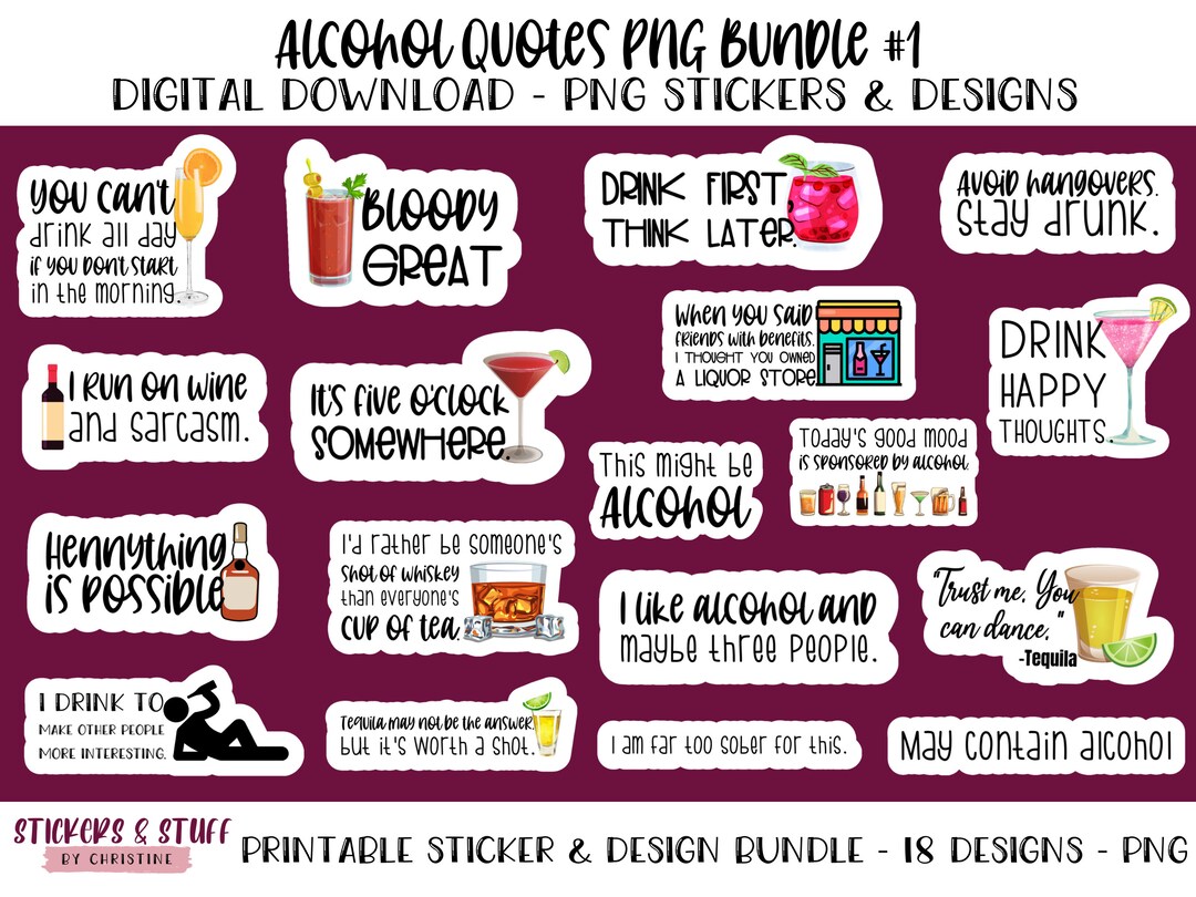 Alcohol Quotes PNG Bundle, Funny Alcohol Sayings PNG, Adult Alcohol ...