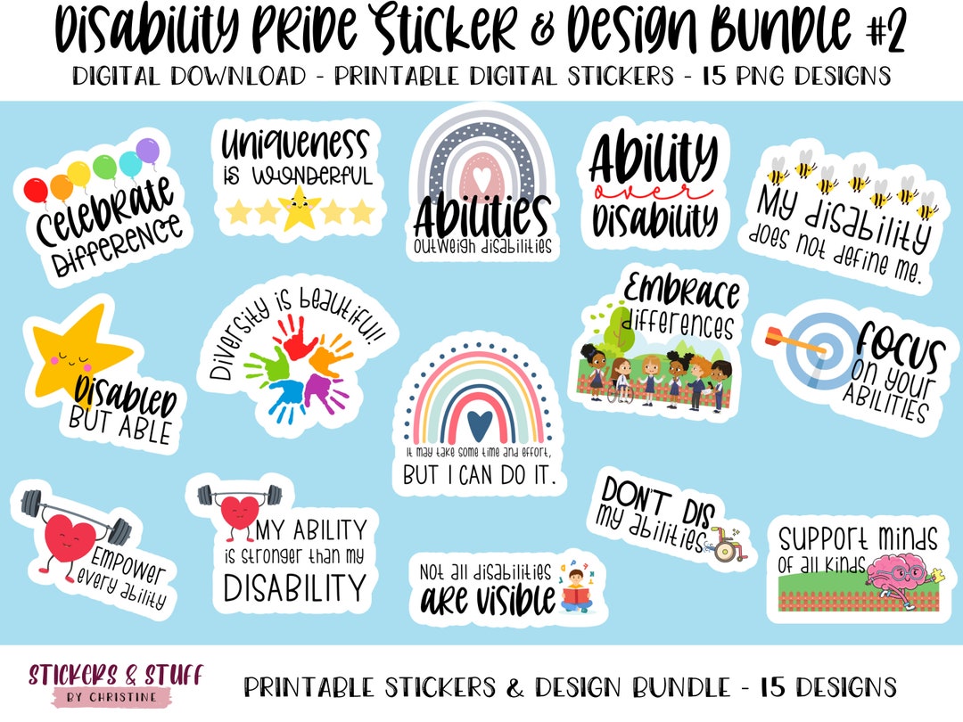 Disability Pride Sticker Bundle: PNG Designs (digital Download) - Etsy