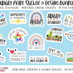 Disability Pride Sticker Bundle: PNG Designs (Digital Download)