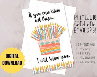 Printable Adult Birthday Card, Instant Digital Download Greeting Card, Funny Birthday Card Printable for Him, Adult Humor Birthday Gifts