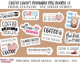 Pack d'autocollants PNG pour les amateurs de café #2, impression puis découpe PNG Pack d'autocollants pour les amateurs de café, autocollants PNG pour les amateurs de café