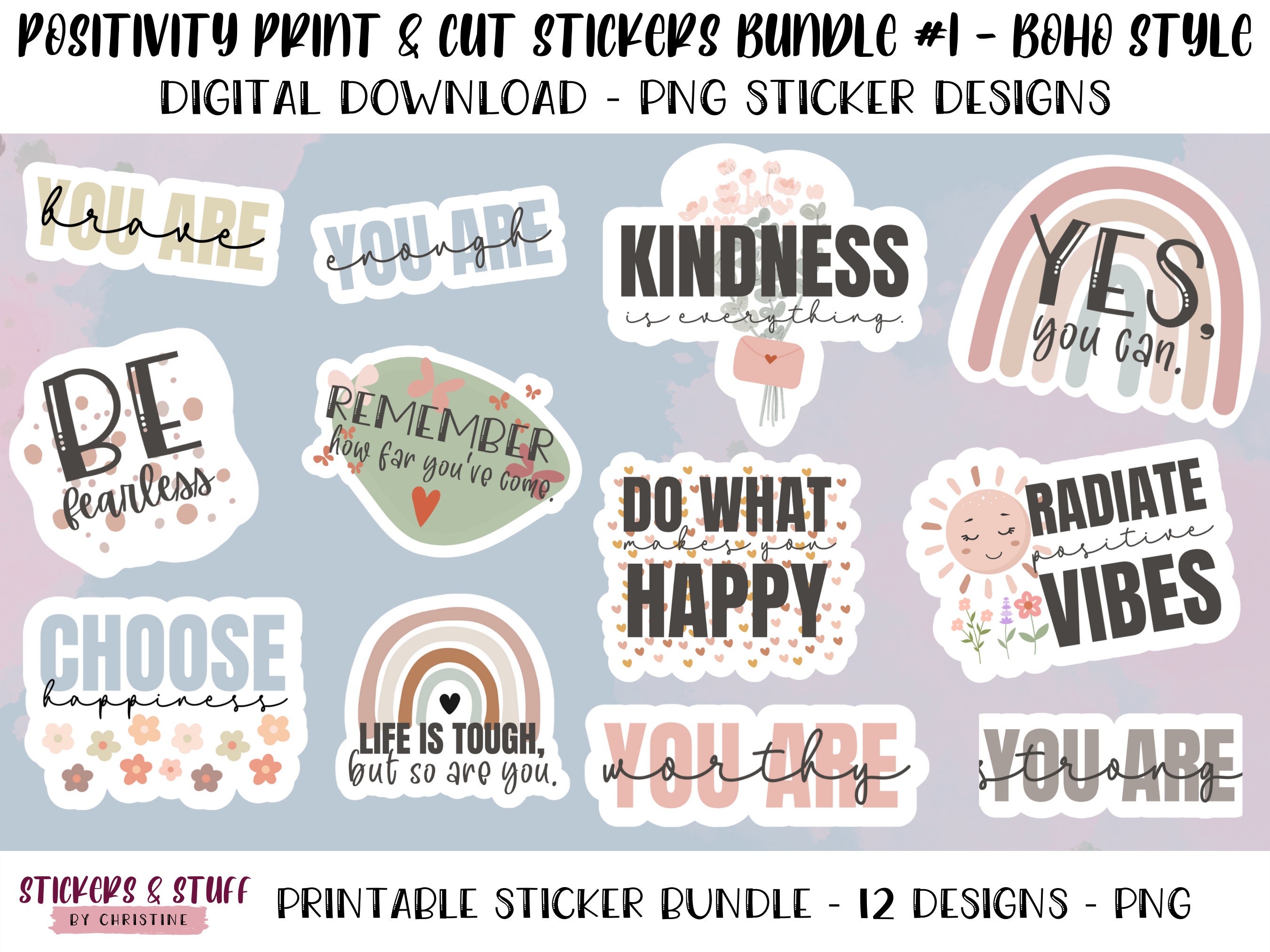 Printable Journal Sticker Set, Journal Sticker, Motivational Words, Sticker  Set PNG Transparent Clipart Image and PSD File for Free Download