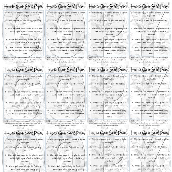 Digital  Template - Seed Paper Growing Instructions Insert