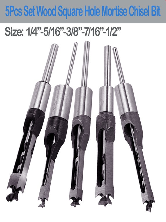 Wood Square Hole Mortise Chisel Drill Bits Set for Woodworking Etsy