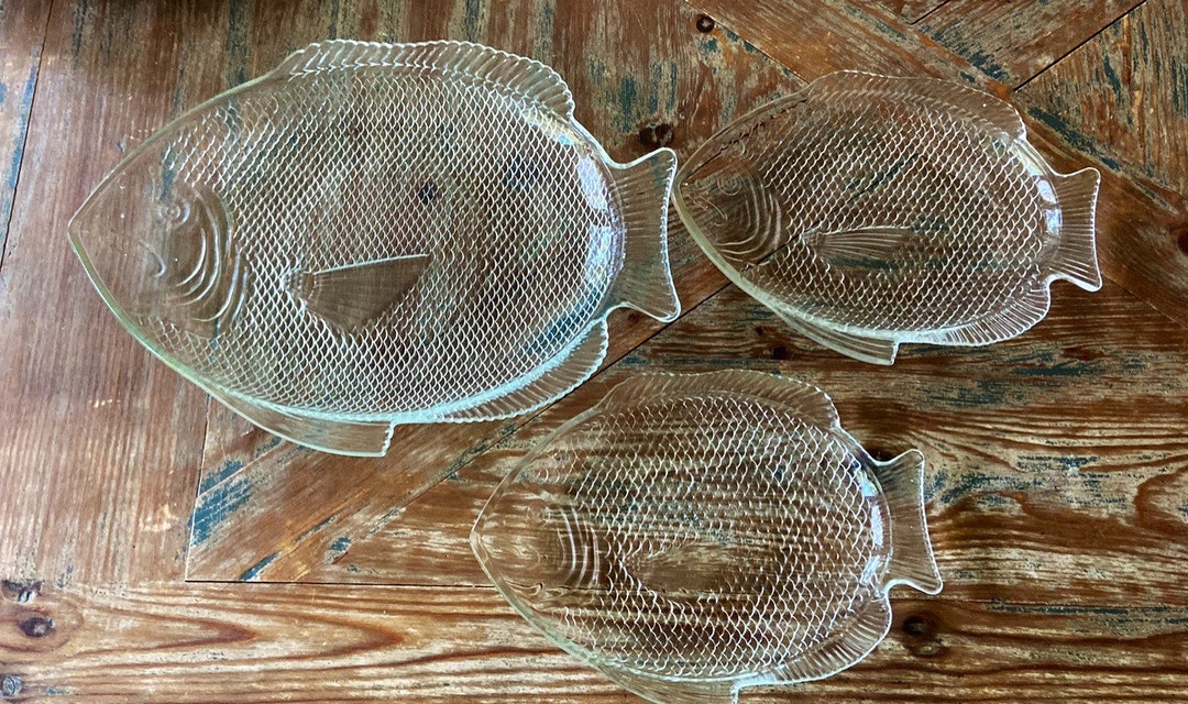 Vintage Glass Fish Shaped Platters Oven Proof Made in the USA Etsy