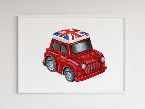 Cartoon Red Car Printable Poster Nursery Decor Watercolor - Etsy