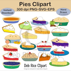 Tortas Clipart - fatia de torta de limão, torta de pêssego, torta de morango, torta de cereja, fatias de torta à la mode, torta de limão merengue, PNG, vetores SVG e EPS