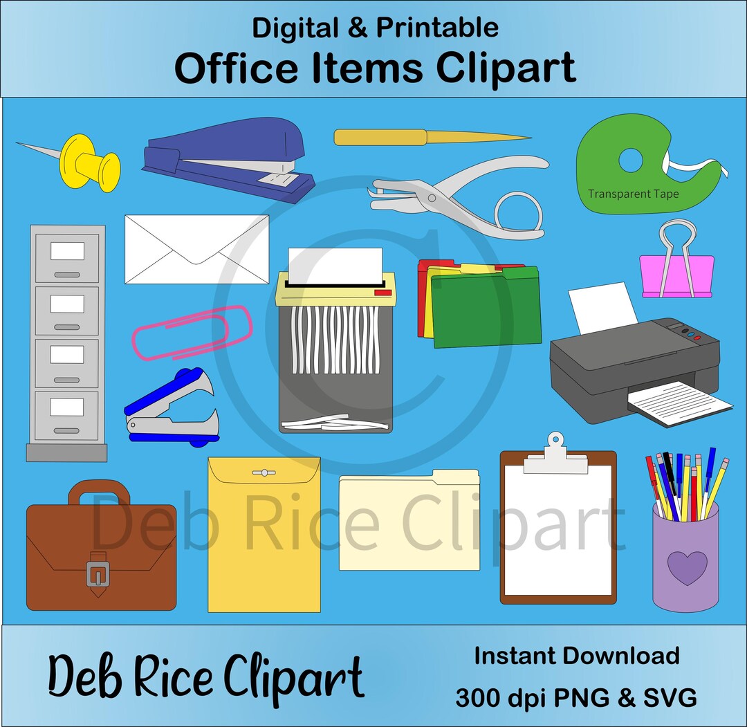 Office Clipart Hole Punch, Printer, Stapler, File Shredder