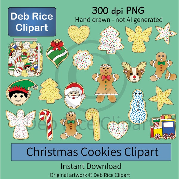 Christmas Cookies PNG Clipart - sand tarts, decorated cookies, Christmas cookie jar, iced cookies, scrapbook page, paper crafts, PNG files