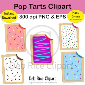 Pop Tart Clipart: Erdbeere, Schokolade, Beere Toaster Gebäck, PNG, Vektor-EPS, digitaler Download