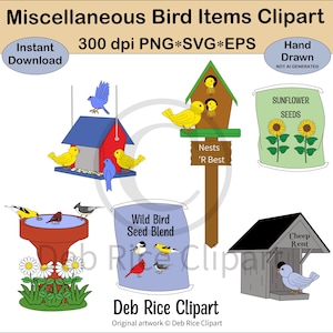 versch. Vogel Artikel Clipart - Vögel am Vogelhäuschen, Vögel an der Vogeltränke, Vögel am Nest R Best Vogelhaus, Samentüten, PNG, Vektor SVG & EPS