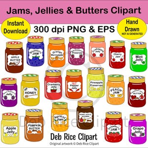 Jams, Jellies & Butters Clipart: Fruits, Honey, Butters, PNG, vector EPS