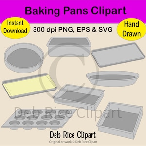 Baking Pans Clipart - cake, pie, cookie sheets, loaf, PNG, EPS, SVG, Instant Digital Download