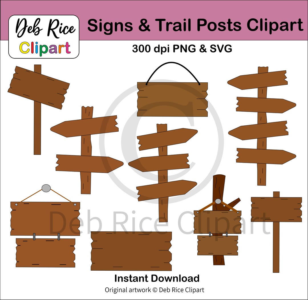 Signs & Trail Posts Clipart Add Your Own Text or Clipart, Trail Posts ...