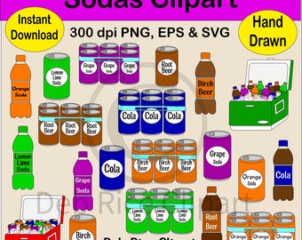 Clipart de refresco: cola, cerveza de raíz, limón, lima, naranja, PNG, EPS, SVG, descarga digital instantánea