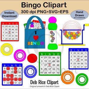 Clipart de bingo - boules de bingo vierges pour ajouter vos propres numéros, cage à boules de bingo, gagnant de la carte de bingo, cartes de bingo, barbouilleur, PNG, vecteur SVG et EPS