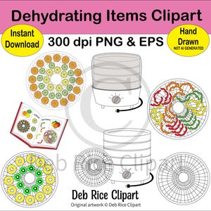 Dehydrating Items Clipart - dehydrator, food on dehydrator trays, dehydrator tray, dehydrator books, PNG, vector EPS