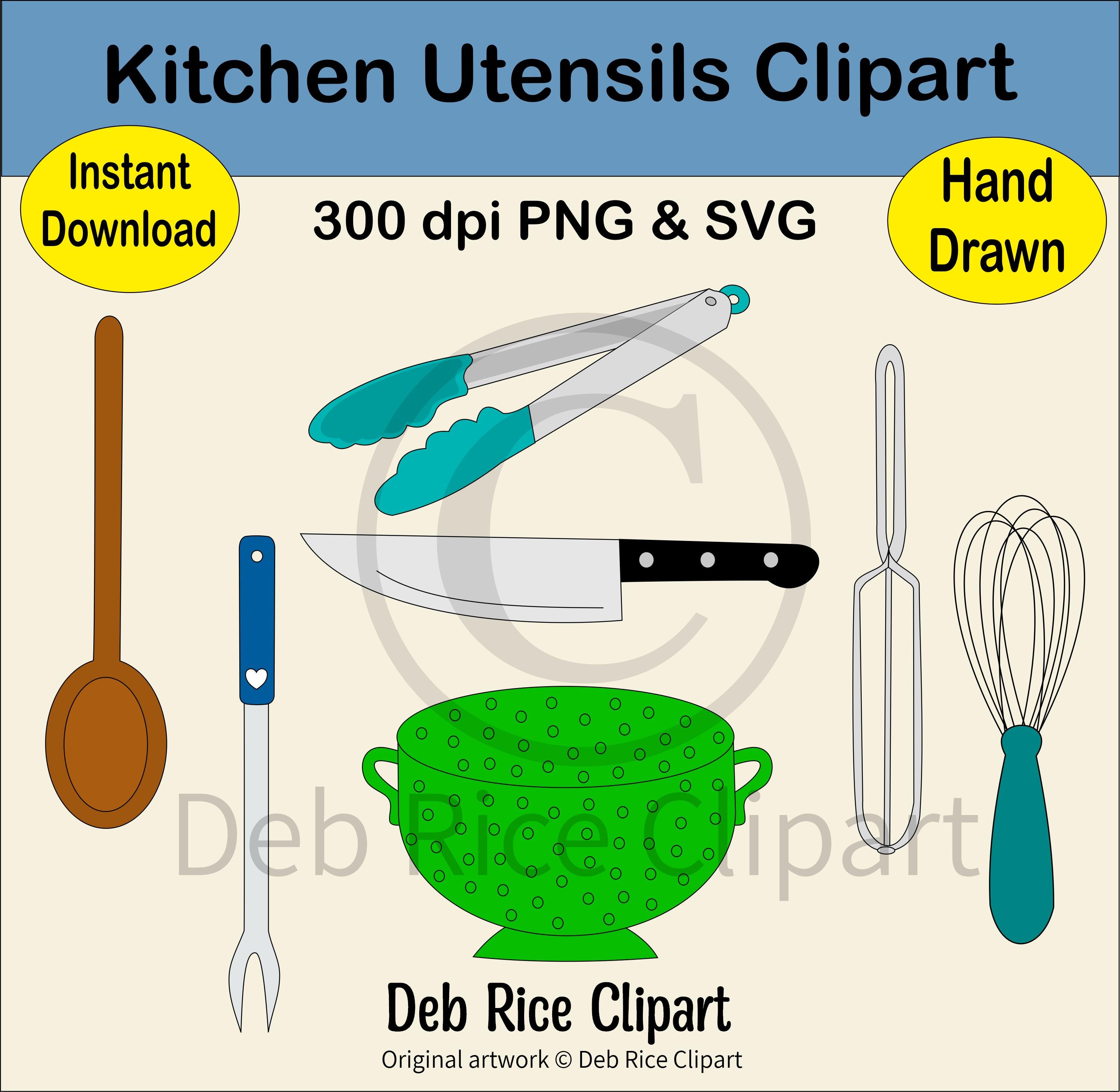 Kitchen Utensils Clipart - Graters, Utensils, Whisks, PNG, SVG, Instant  Digital Download - Etsy, image size:3000x2925