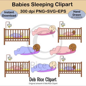 Baby's slapen Clipart - baby's slapen, baby's slapen in wieg, babyshower clipart, pasgeboren baby's, png, vector SVG en eps