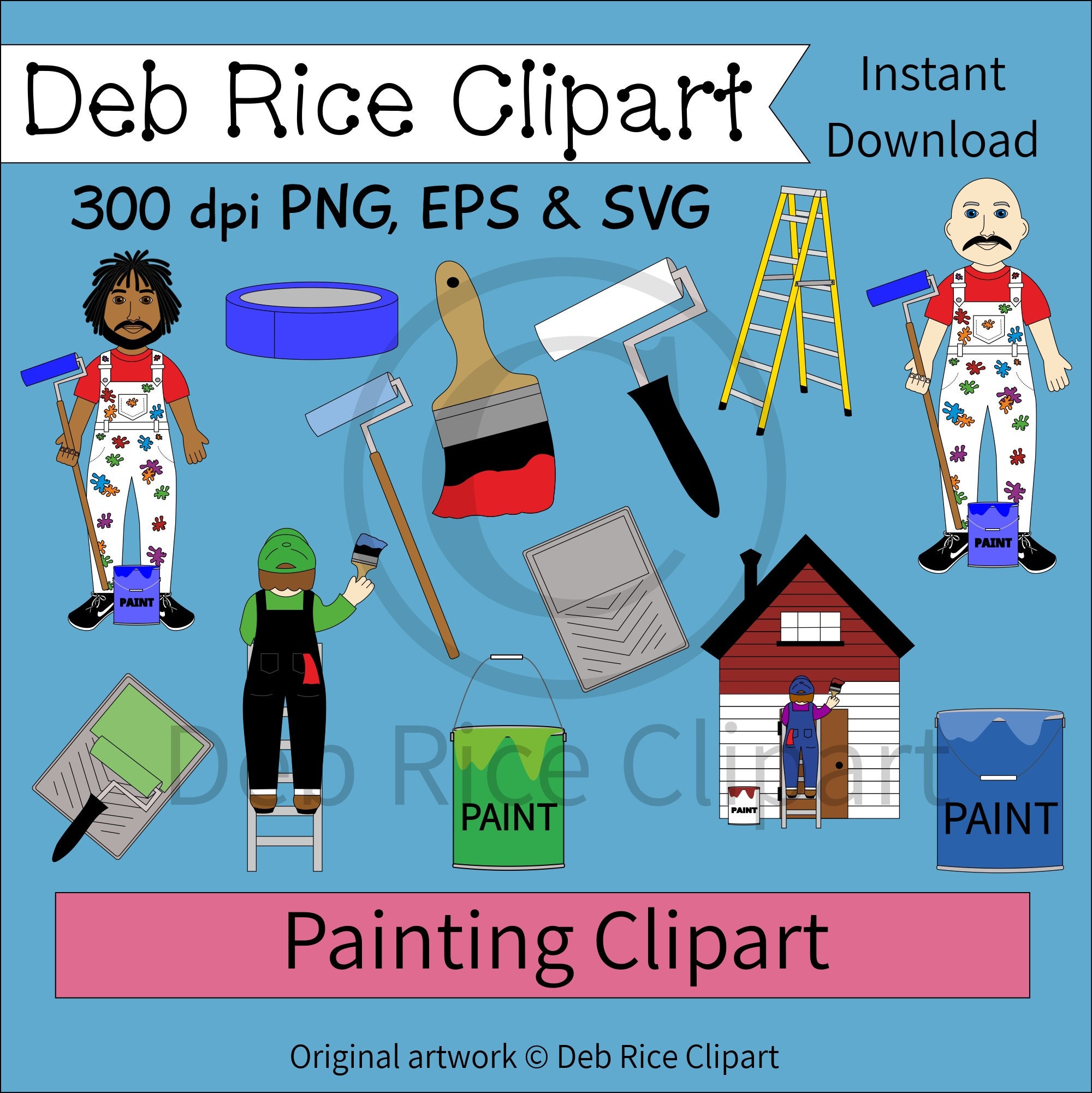 Paint Brush Clipart, Paint Palette Clipart, Art Supply Clip Art, Commercial  Use Ok 