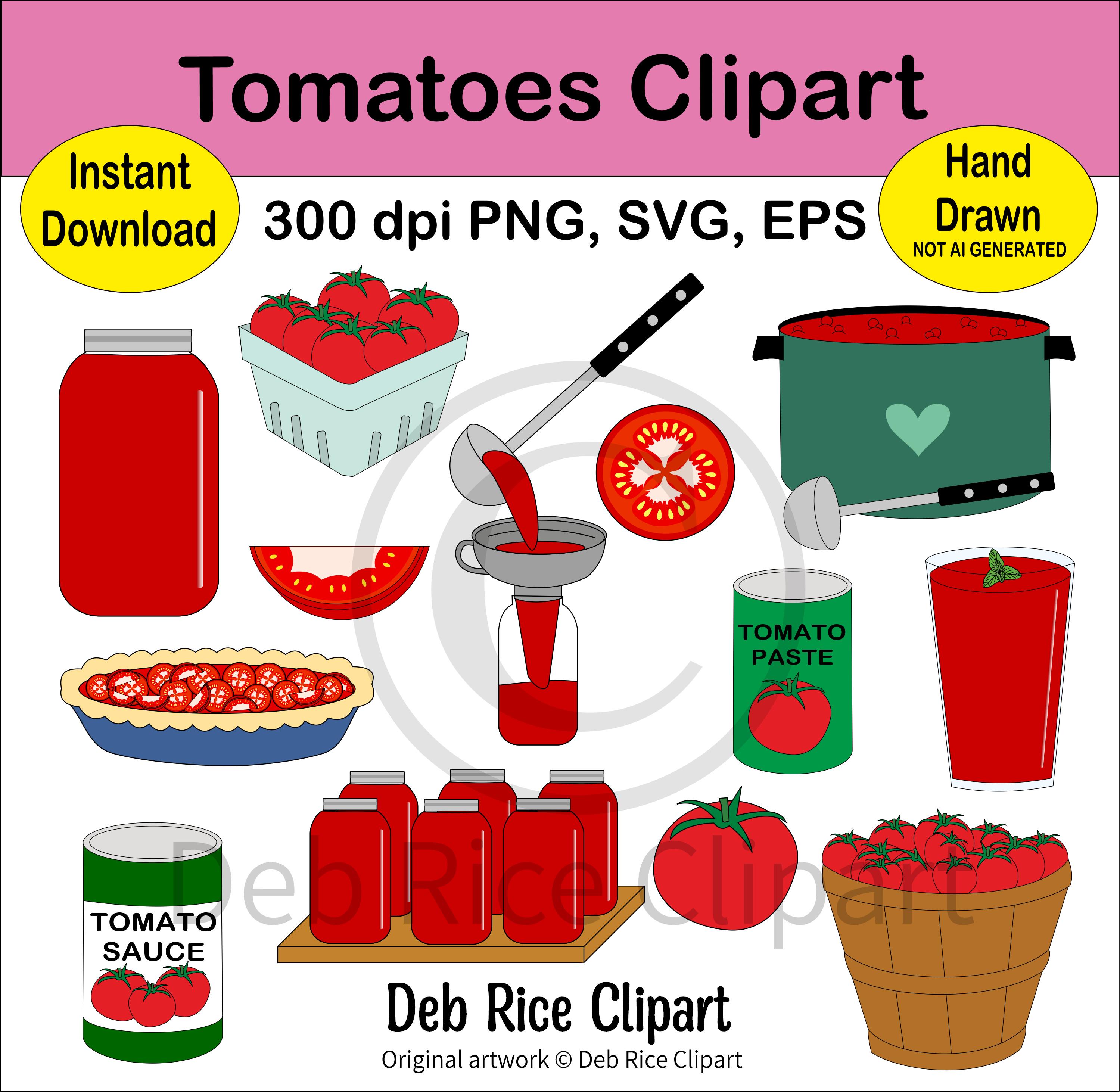 Tomato Clipart Canned, Sliced, Juice, Pie, PNG, SVG, EPS