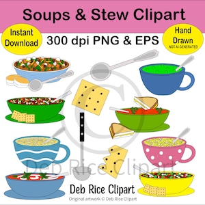 Soup and Stew Clipart: PNG, vector EPS, digital download