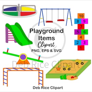 Lekplats Clipart - Hopscotch, Gunga, Rutschkana, Sandlåda, Klängställ, Gungbräda, PNG, EPS, SVG