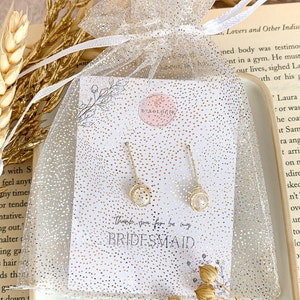 Freshwater pearl dangle earrings for bridesmaids, Gold plated earrings with pearl, Maid of honor gift from bride jewelry, be my bridesmaid image 6
