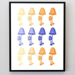Shaggy Mane Mushroom Grid Poster