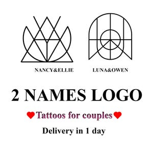 Logotipo de 2 nombres, logotipo de nombre personalizado, logotipo listo, logotipo de nombre personalizado, tatuaje para parejas, regalo para amante, tatuaje para amante