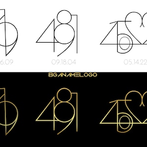 Custom Number Logo,Wedding Date Monogram Drawing, Wedding Date Tattoo, Minimalist Couple Anniversary Logo, Birthday Year Personalized Gift