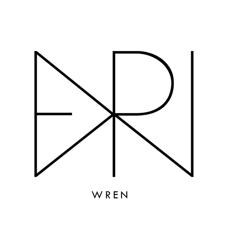 May include: Black and white logo design with the letters "WREN" written below. The logo is made up of three intersecting lines that form a triangle, a circle, and a vertical line.