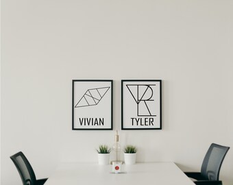 Personalized Tattoo Name Logo: Minimalist Letter Monogram