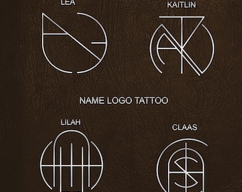 Custom Geometric Name Logo Design: Minimalist Tattoo Art