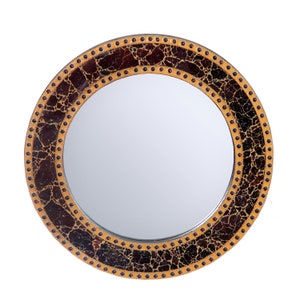 Crackled Mosaic Mirror 19'' in Brown & Yellow colour