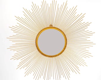 Big Sunburst Mirror, Size 75cm in Gold Finish