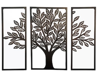 REDUCED - Large Metal Wall Art Panels with Tree shape in Black colour