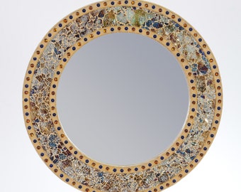 Crackle Mosaic Mirror Size 18'' Beige Colour