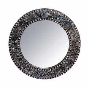 Crackled Mosaic Mirror 18'' Grey Black