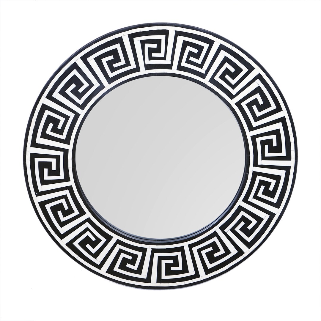 Resin Inlay Mirror in Greek Key Pattern, Size 24'' - Etsy UK