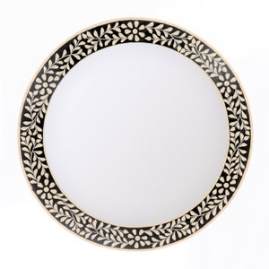 Resin Inlay Mirror Floral Design in Black and white colour, size 24''