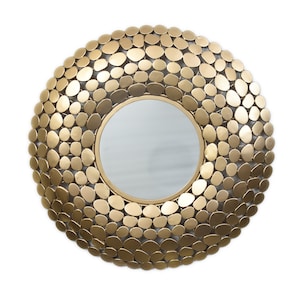 Big Pebble Mirror, Size 70cm in Gold Finish