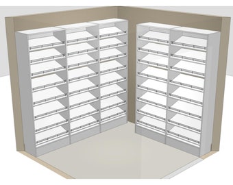 Shoe Organization, Shoe Closet, Walk- In Closet Design, Custom Room Design, Affordable closet Organization, Architectural Rendering